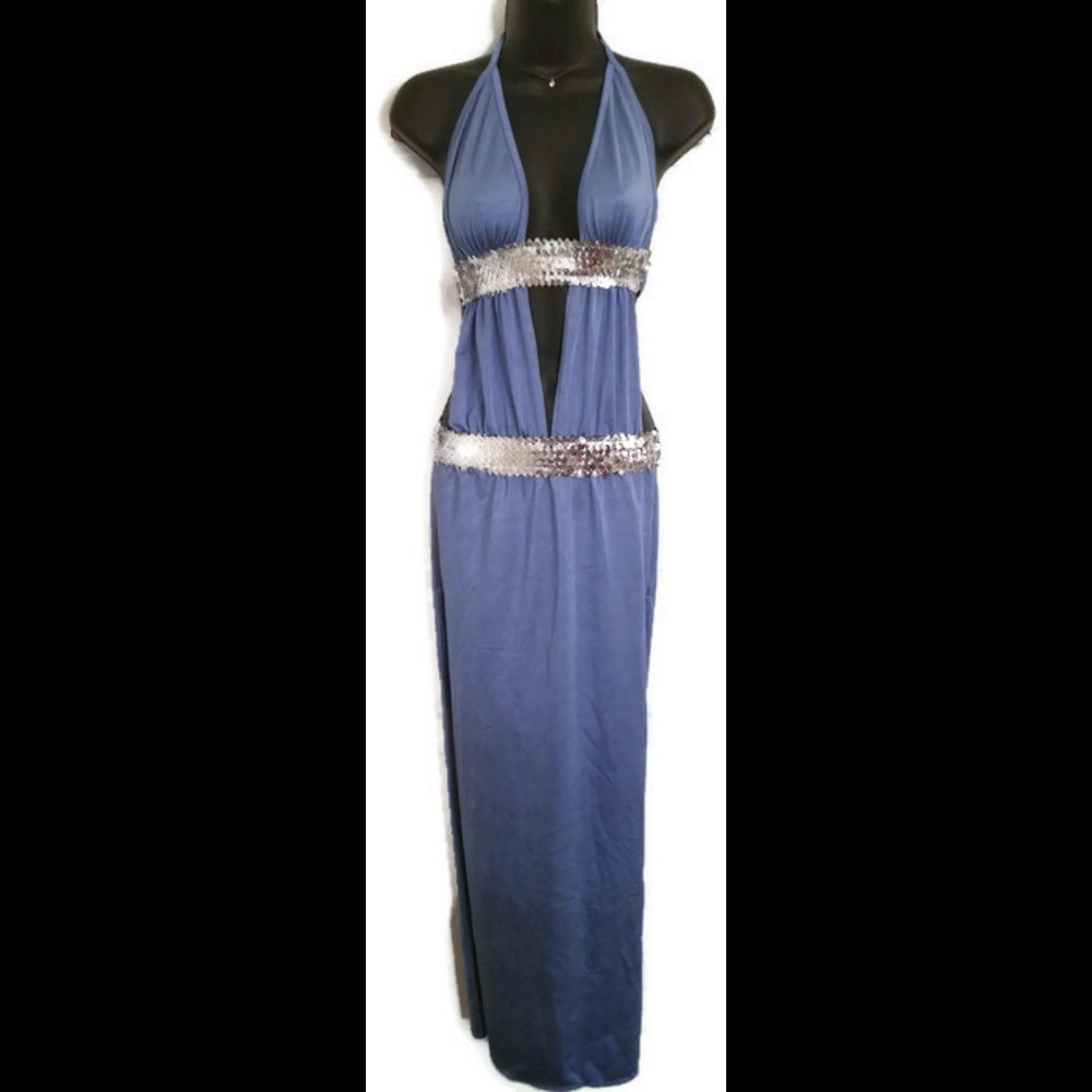 Blue sequin dress